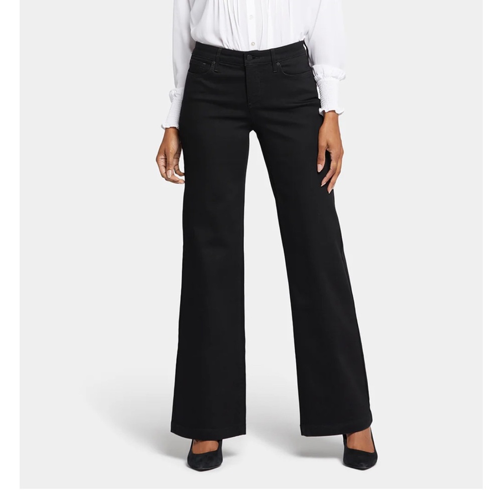 NYDJ Dark Blue Rinse Wide Leg Trouser Jean with Clean Hem Size 0 NWT